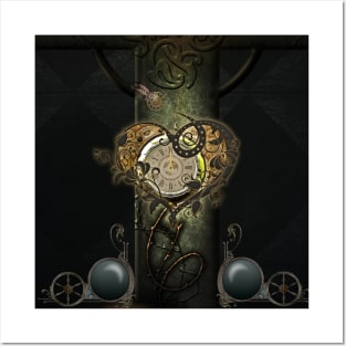 Wonderful steampunk heart, clocks and gears Posters and Art